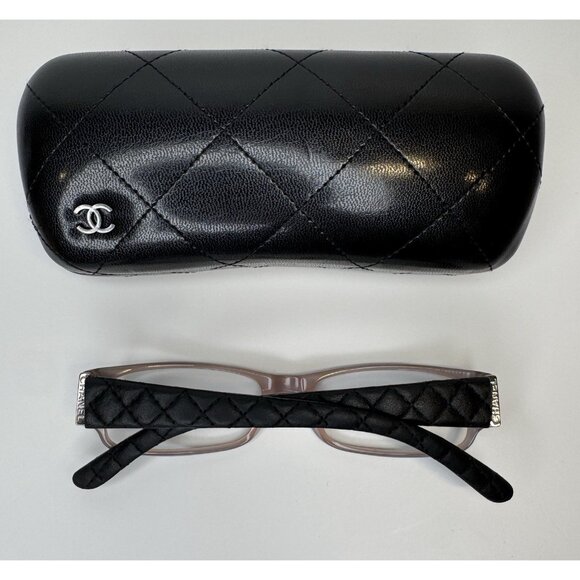 Chanel Reading Glasses Quilted Black Leather Frames Stitched W Case - Picture 2 of 12